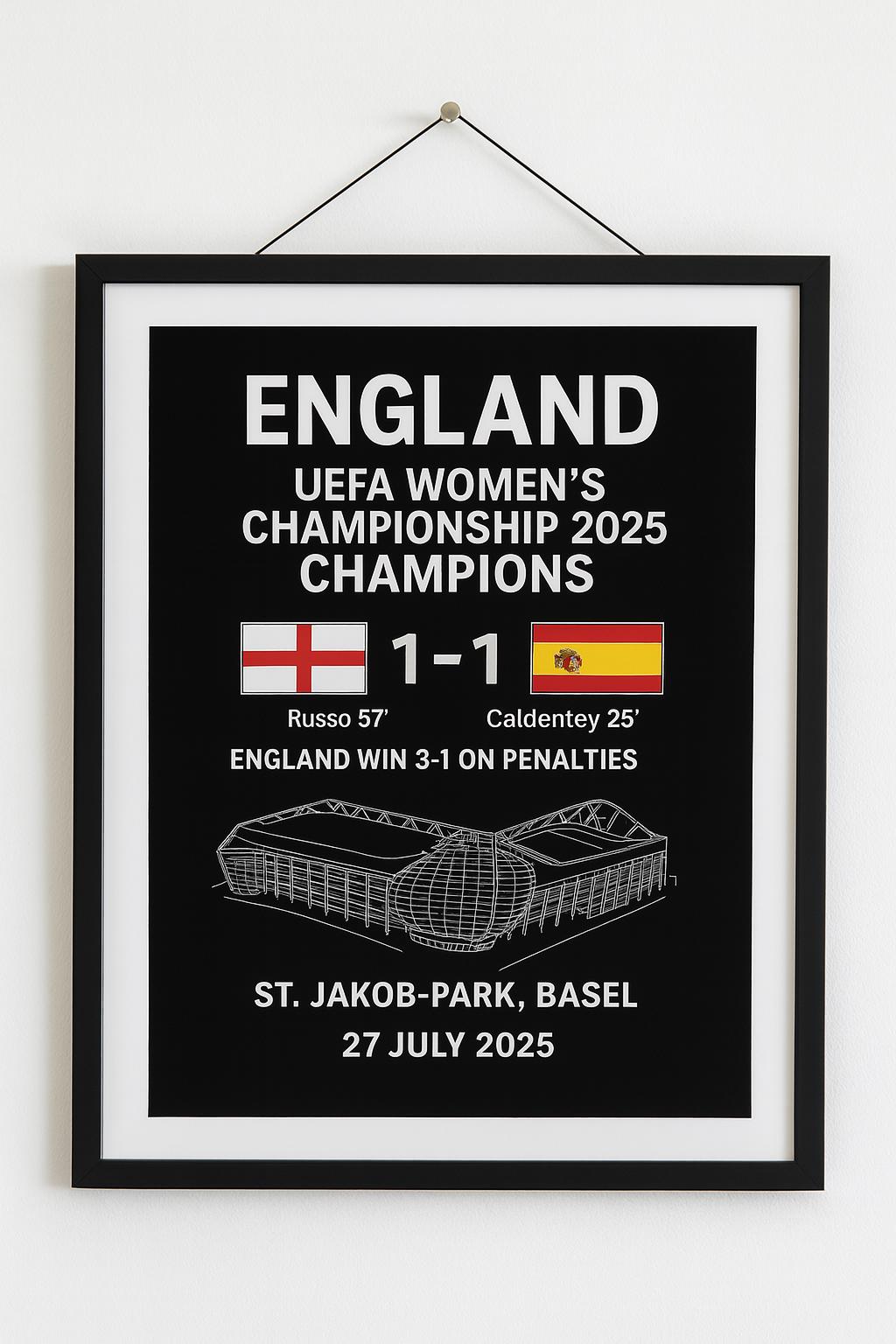 England Lionesses UEFA Championship Poster Print – Custom Sports Wall Art – Gift