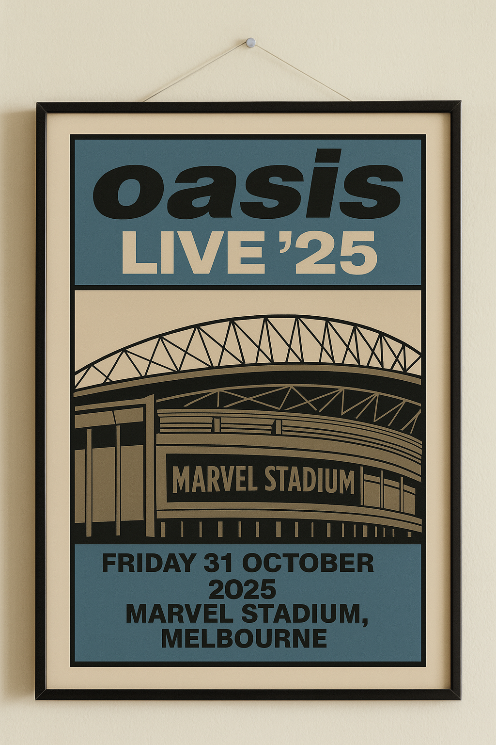 Oasis Marvel Stadium Concert Poster Print – Custom Music Wall Art – Gift of