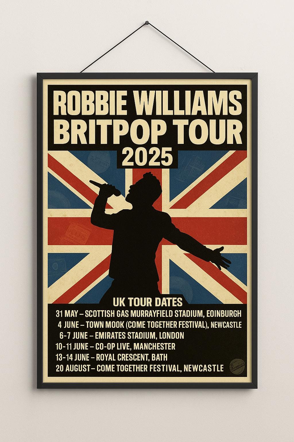 Robbie Williams Britpop Tour Poster Print – Custom Music Wall Art – Gift