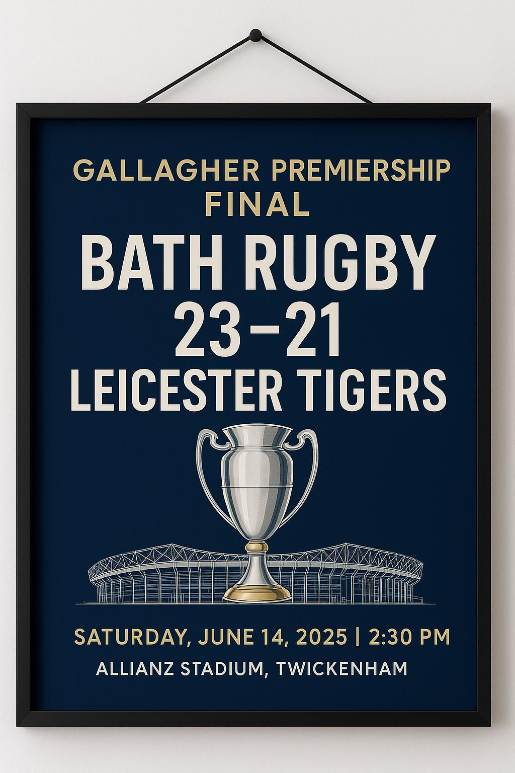 Bath Rugby Premiership Trophy Artwork Print – Custom Rugby Wall Art – Gift