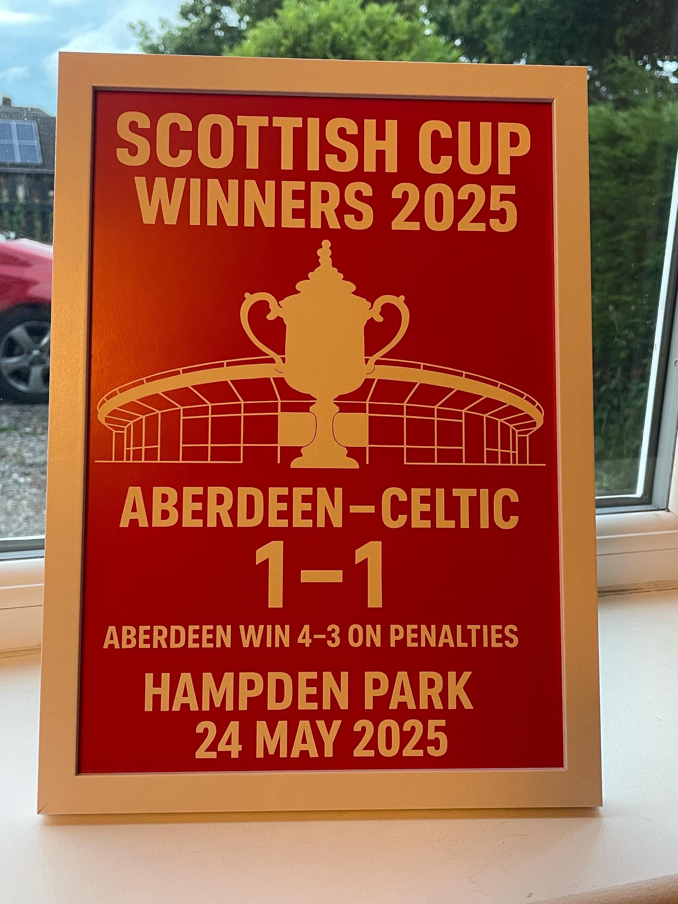 Aberdeen Scottish Cup Football Poster Print – Custom Sports Wall Art – Gift