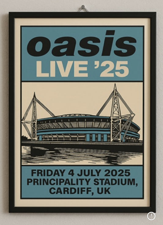 Oasis Cardiff Concert Poster Print – Custom Music Wall Art – Gift of