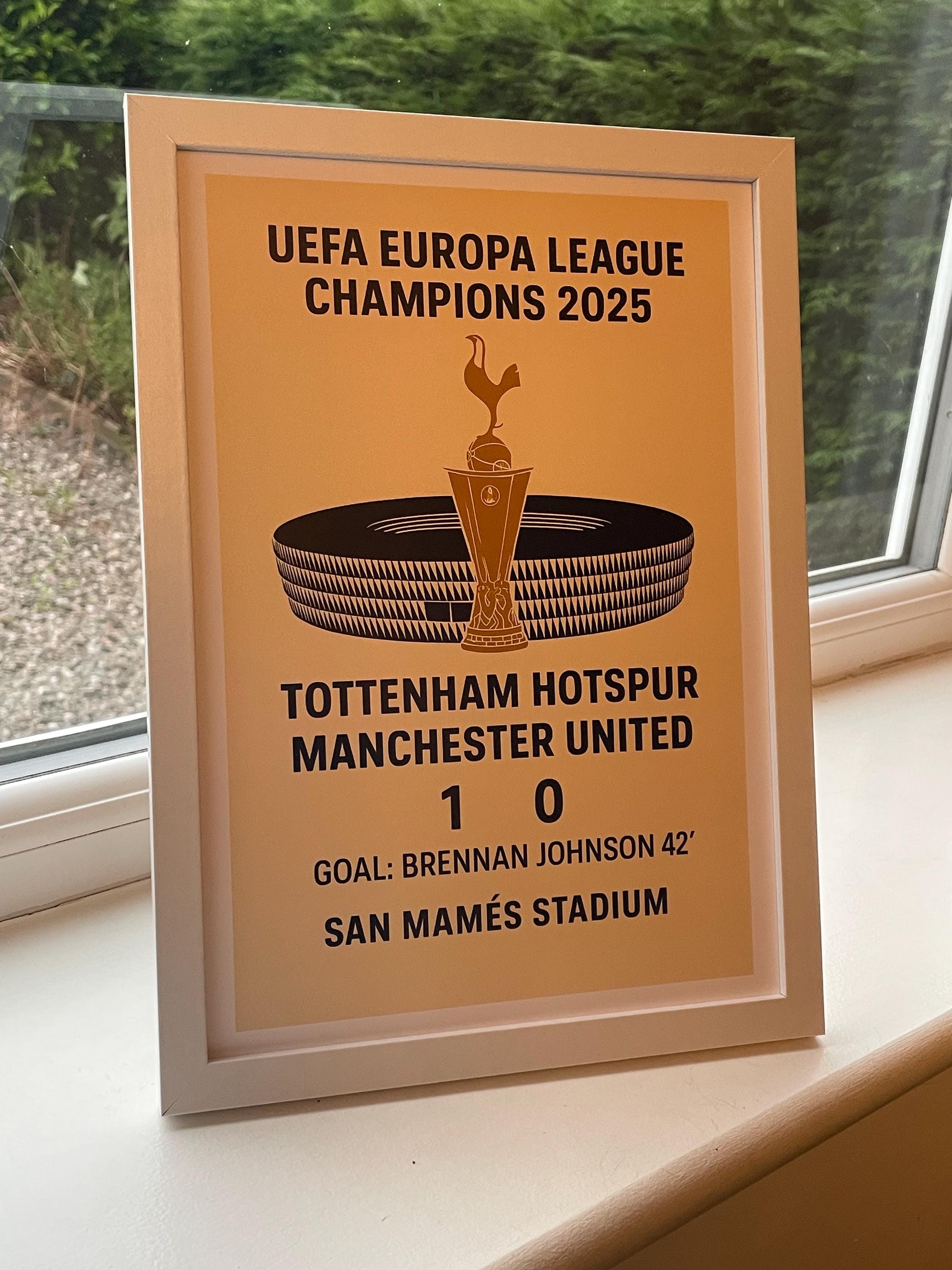 Tottenham Hotspur Europa League Design Poster Print – Custom Sports Wall Art – Gift