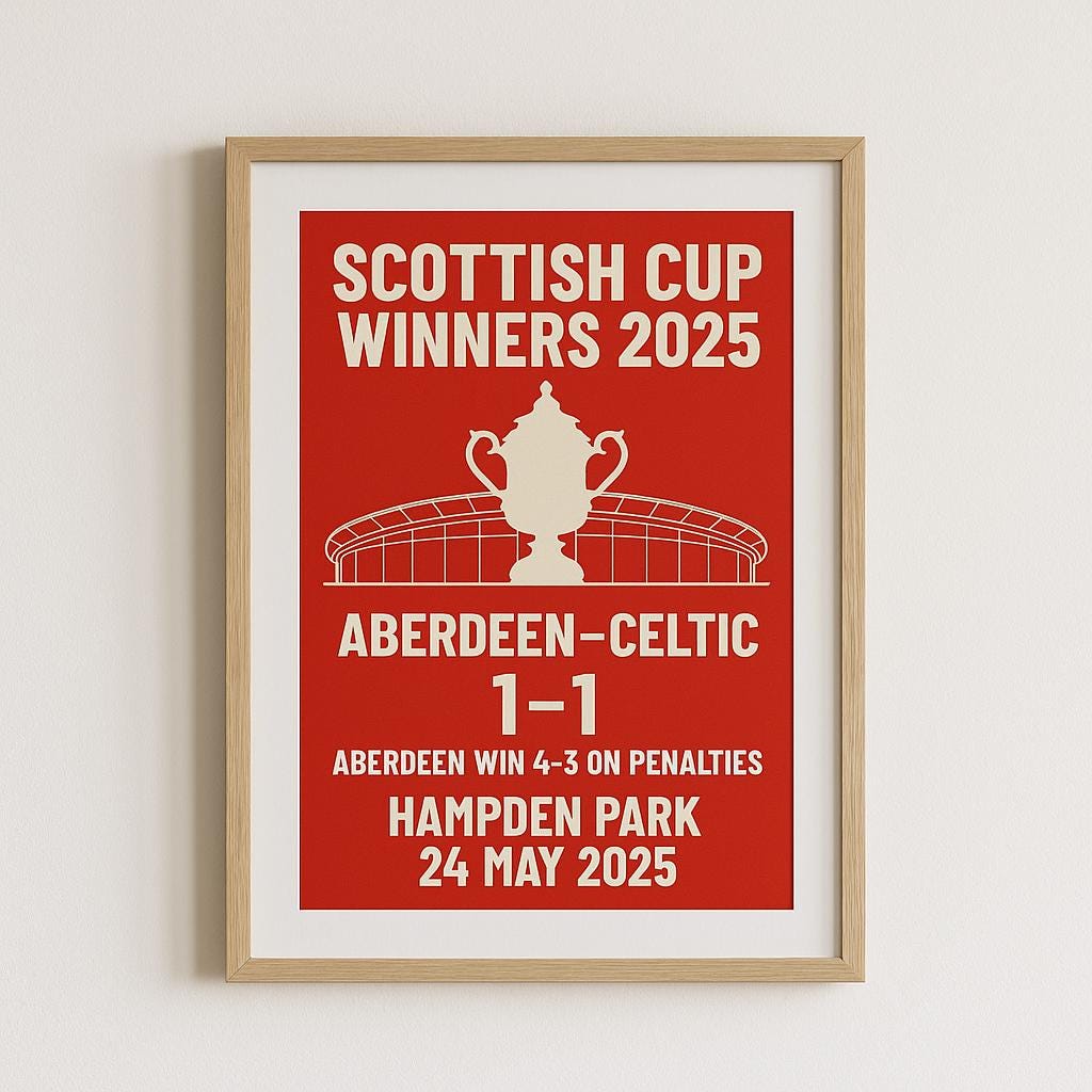 Aberdeen Scottish Cup Football Poster Print – Custom Sports Wall Art – Gift