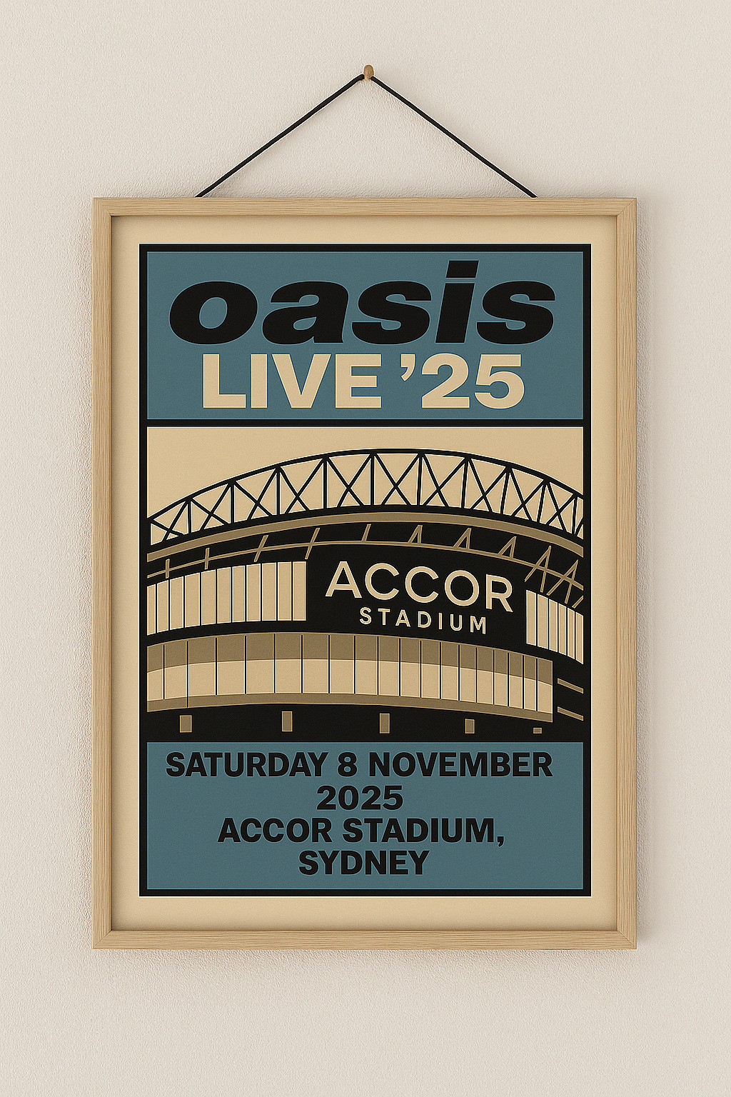 Oasis Sydney Concert Poster Print – Custom Music Wall Art – Gift