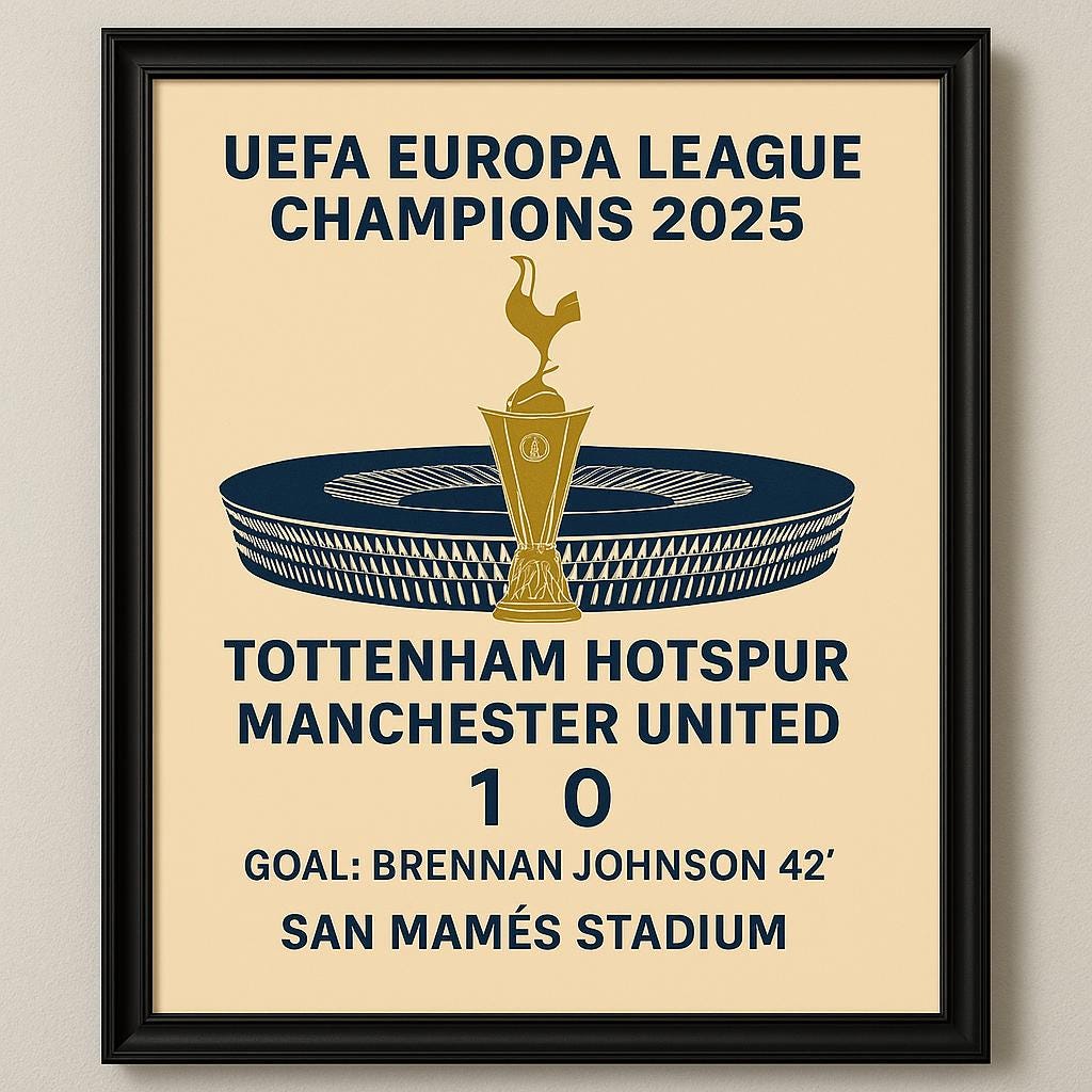 Tottenham Hotspur Europa League Design Poster Print – Custom Sports Wall Art – Gift
