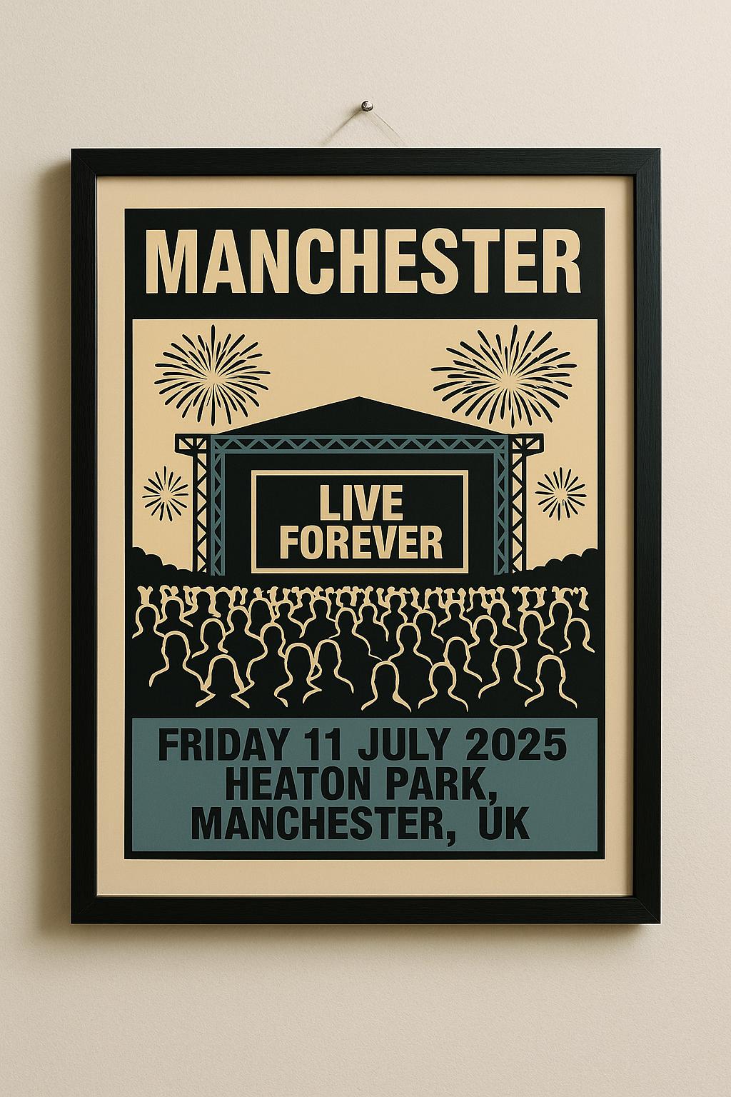 Oasis Heaton Park Concert Poster Print – Custom Music Wall Art – Gift
