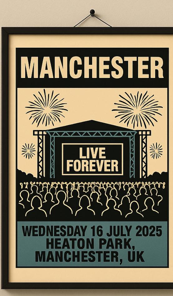 Oasis Heaton Park Concert Poster Print – Custom Music Wall Art – Gift