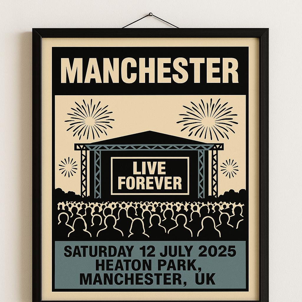 Oasis Heaton Park Concert Poster Print – Custom Music Wall Art – Gift